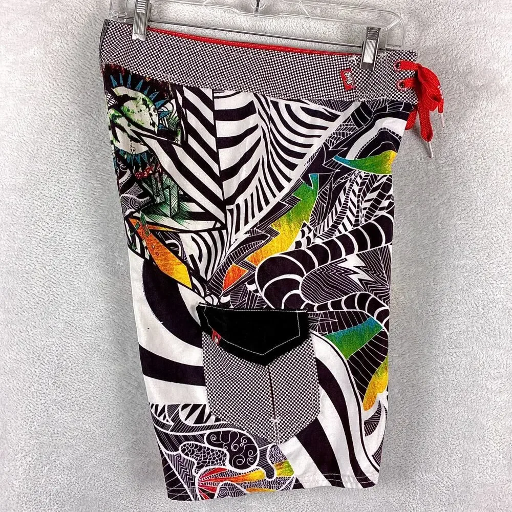 VTG Lost Enterprises Board Shorts Mens 30 Mayhem Black Sheep Graffiti Surf Y2K